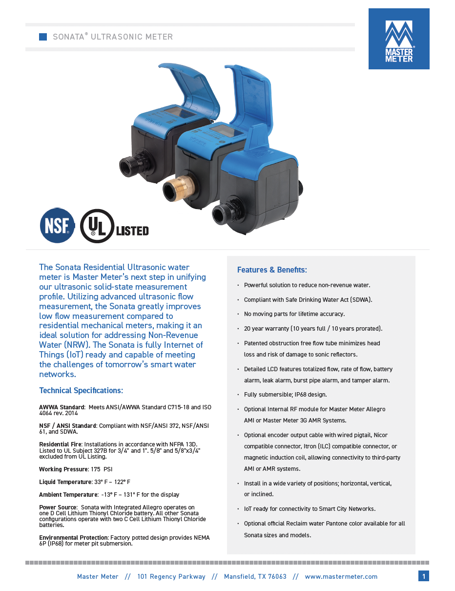 Sonata Ultrasonic Product Sheet